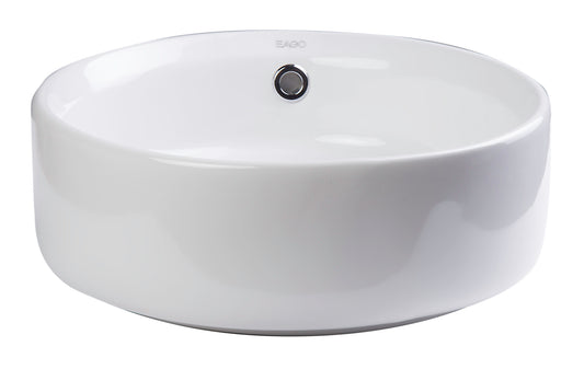 EAGO - 16" ROUND CERAMIC ABOVE MOUNT BATHROOM BASIN VESSEL SINK | BA129