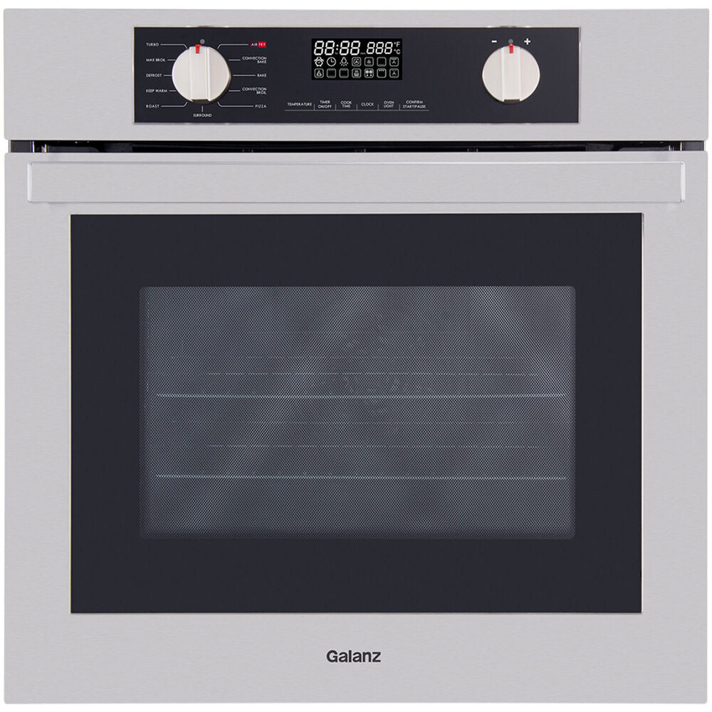 GALANZ - 24 in. Steam Cleaning True European Convection Compact Electric Wall Oven in Stainless Steel with Air Fry Total Fry 360° | GL1BO24FSAN