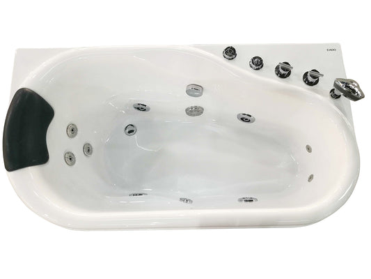 EAGO - 5' White Acrylic Corner Whirlpool Bathtub - Drain on Right | AM175-R