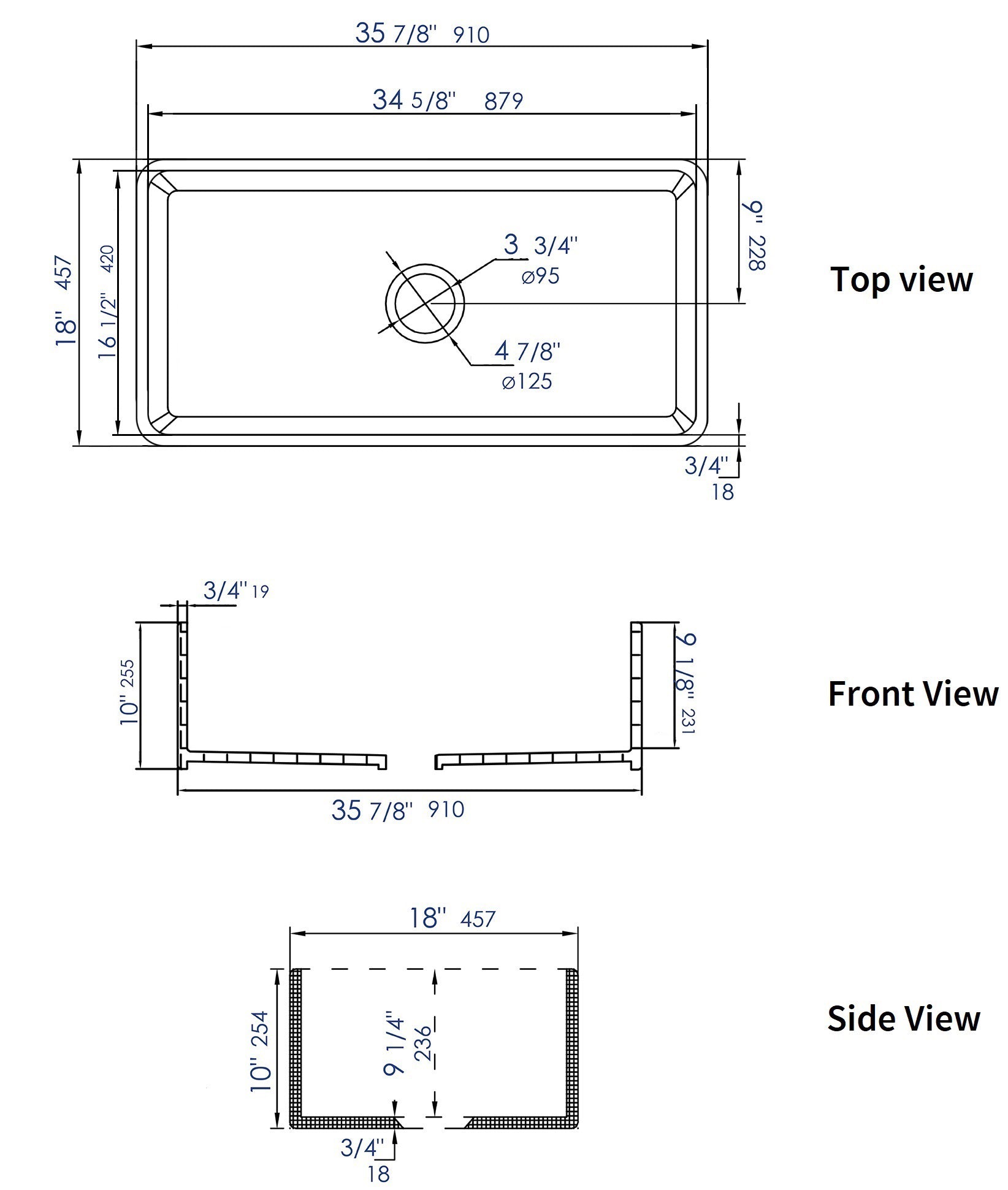 ALFI Brand - Gray Matte Smooth Apron 36" x 18" Single Bowl Fireclay Farm Sink | ABF3618-GM