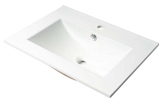 ALFI Brand - White 25" Rectangular Drop In Ceramic Sink with Faucet Hole | ABC803