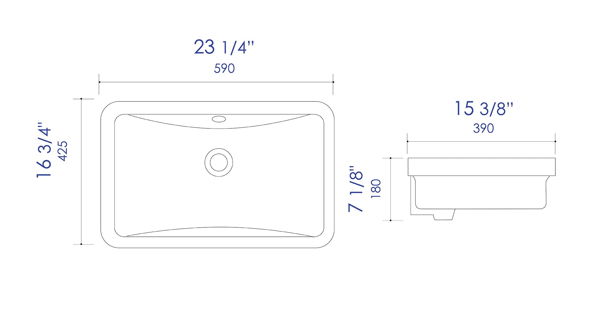 ALFI Brand - White 24" Rectangular Undermount Ceramic Sink | ABC603