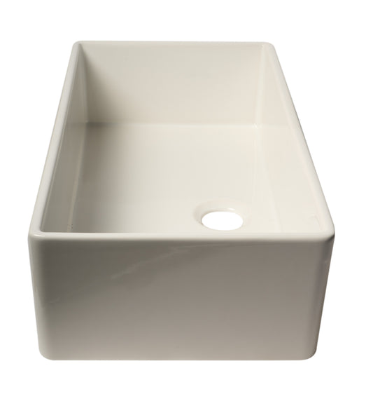 ALFI Brand - White 36" Smooth Apron Single Bowl Fireclay Farm Sink | AB536-W