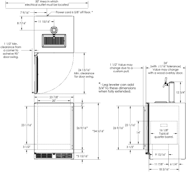 Perlick - 24" C-Series Outdoor Beer Dispenser - Dual Tap with stainless steel solid door,   - HC24TO-4-2