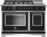 Bertazzoni | 48" Heritage Series range - Electric self clean oven - 6 brass burners + griddle | HERT486GDFSNET