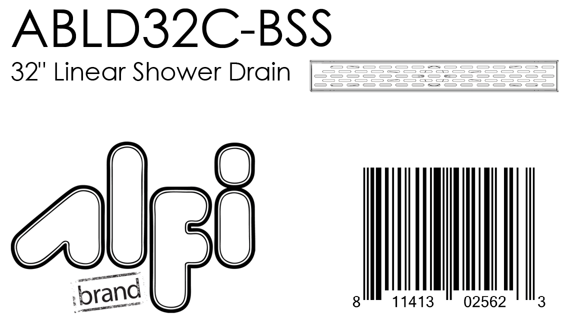 ALFI Brand - 32" Modern Stainless Steel Linear Shower Drain with Groove Holes | ABLD32C-BSS