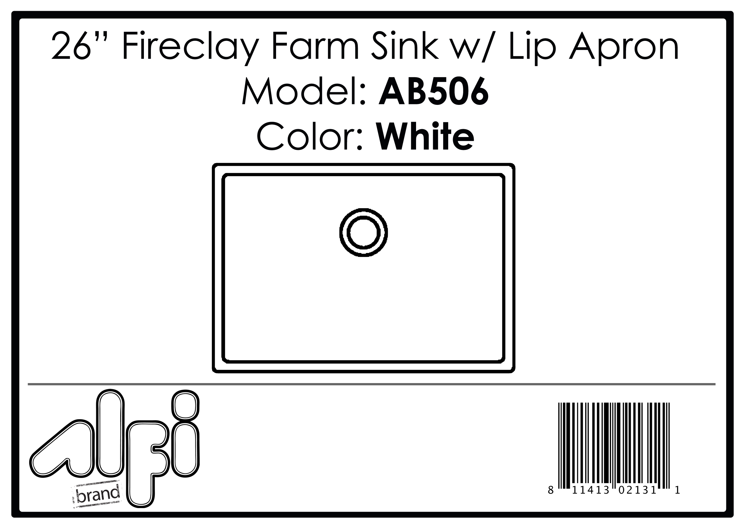 ALFI Brand - White 26" Decorative Lip Apron Single Bowl Fireclay Farmhouse Kitchen Sink | AB506-W