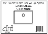 ALFI Brand - White 26" Decorative Lip Apron Single Bowl Fireclay Farmhouse Kitchen Sink | AB506-W