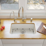 ALFI Brand - 24 inch White Single Bowl Fireclay Undermount Kitchen Sink | AB503UM-W