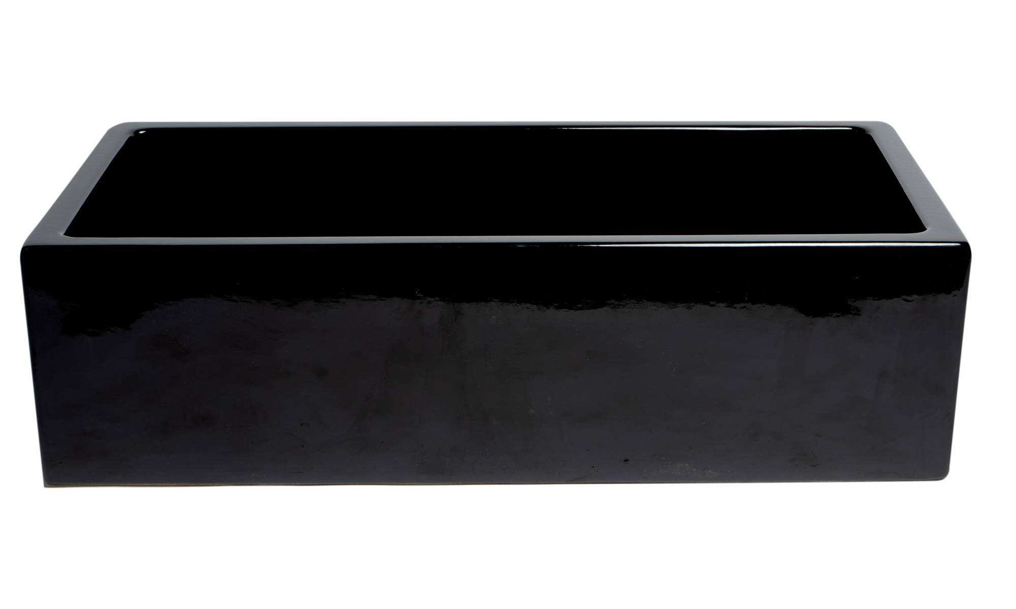 ALFI Brand - 36" Black Gloss Reversible Smooth / Fluted Single Bowl Fireclay Farm Sink | AB3618HS-BG