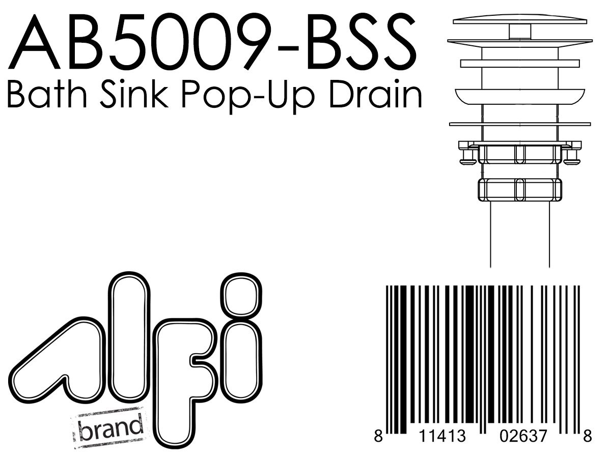 ALFI Brand - Brushed Stainless Steel Pop Up Drain for Sink w/o Overflow | AB5009-BSS