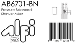 ALFI Brand - Brushed Nickel Modern Square Pressure Balanced Shower Mixer | AB6701-BN