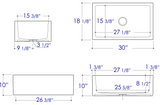 ALFI Brand - 30" Biscuit Smooth Apron Thick Wall Fireclay Single Bowl Farm Sink | AB3018SB-B