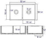 ALFI Brand - White 32" Smooth Apron Double Bowl Fireclay Farmhouse Kitchen Sink | AB538-W