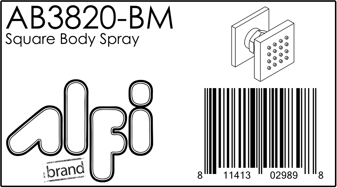ALFI Brand - Black Matte 2" Square Adjustable Shower Body Spray | AB3820-BM