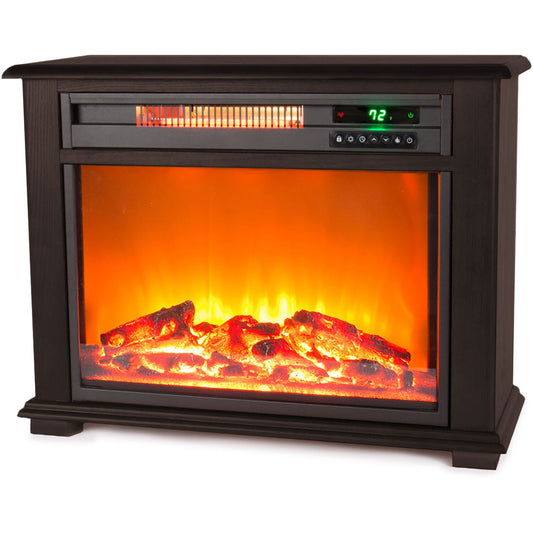 LifeSmart - 28.5 inch Fireplace Heater - Dark Walnut | MDFP2090US