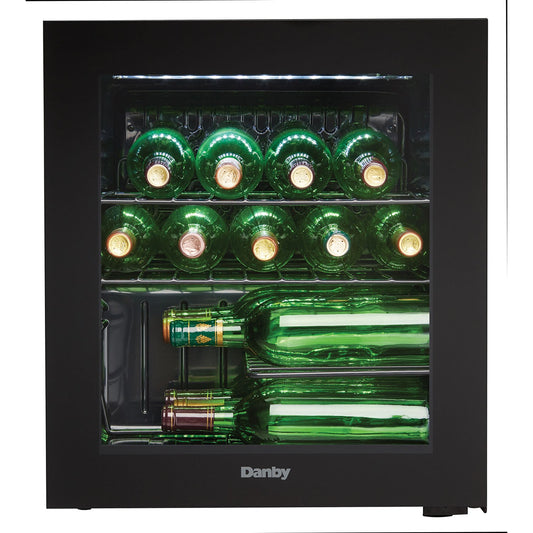 Danby - 16 Bottle Wine Cooler,Reversible Door,Smoked Glass Door,Worktop | DWC018A1BDB