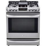 LG Over the Range Microwaves, 6.3 CF / 30 inch Dual Fuel Slide-In Range, ProBake Convection, ThinQ, and Wall Mounted Range Hood Bundle