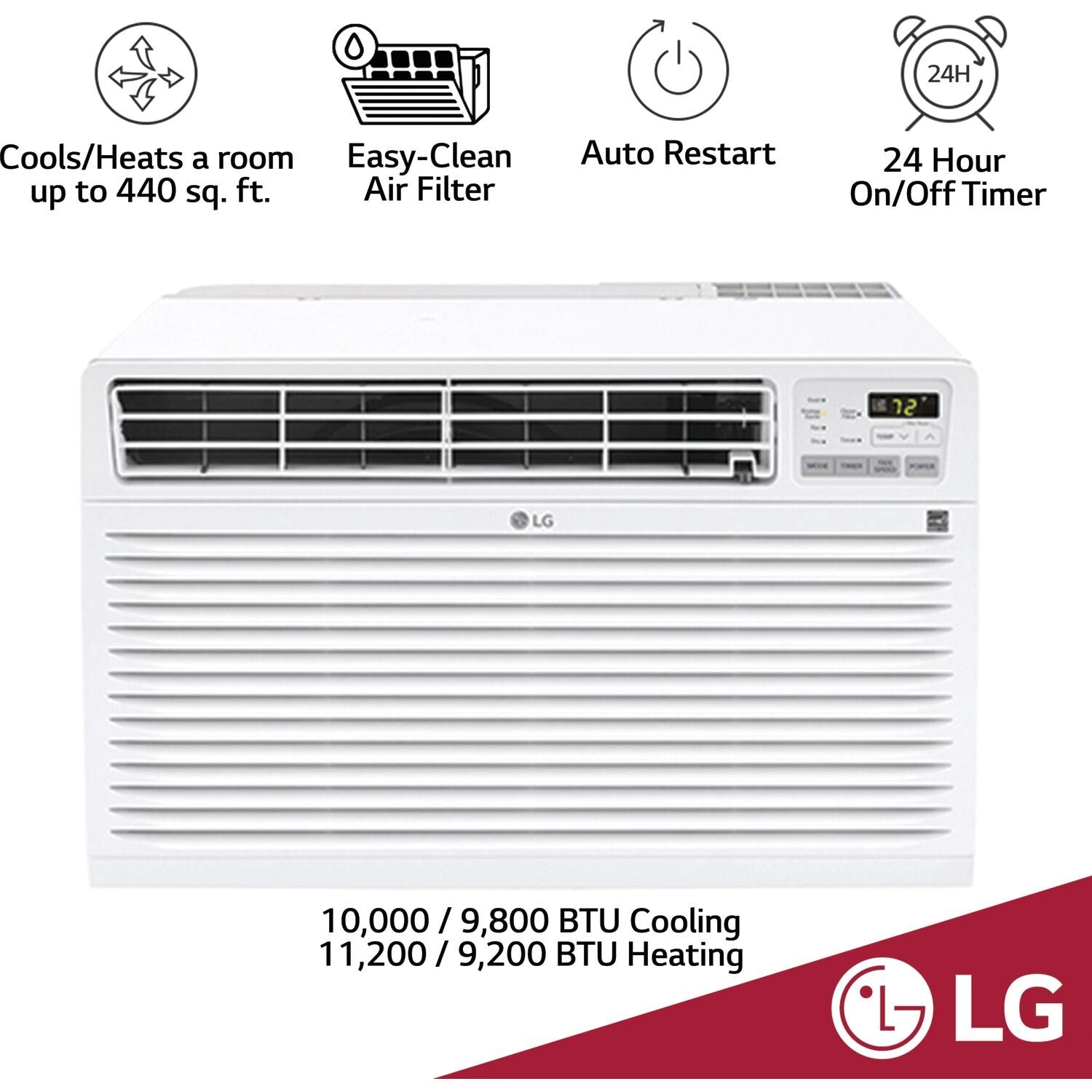 LG - 10,000 BTU Thru-the-Wall Air Conditioner with Heat, 230V | LT1037HNR