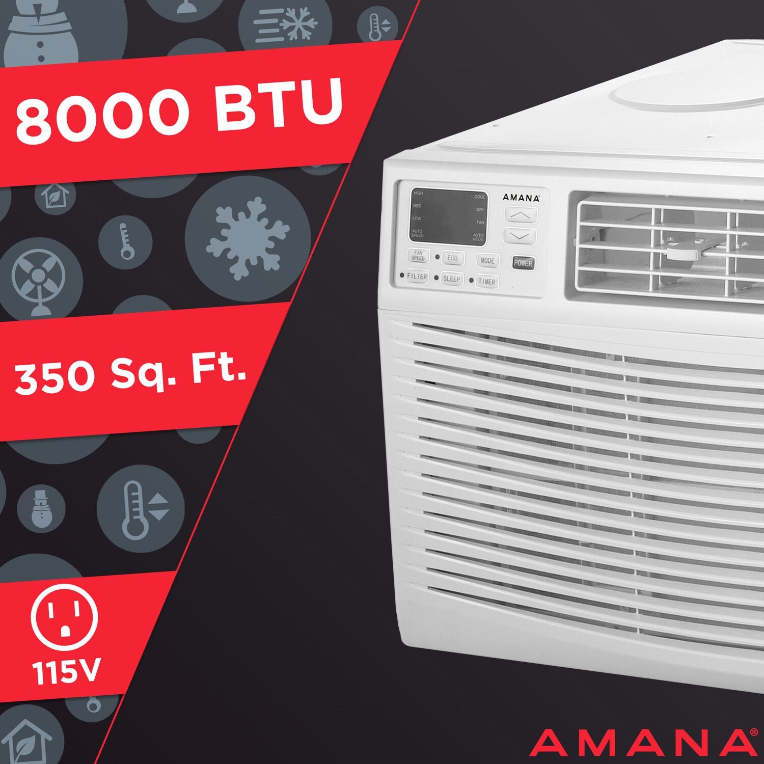 Amana - 8,000 BTU Window AC with Electronic Controls | AMAP081BW