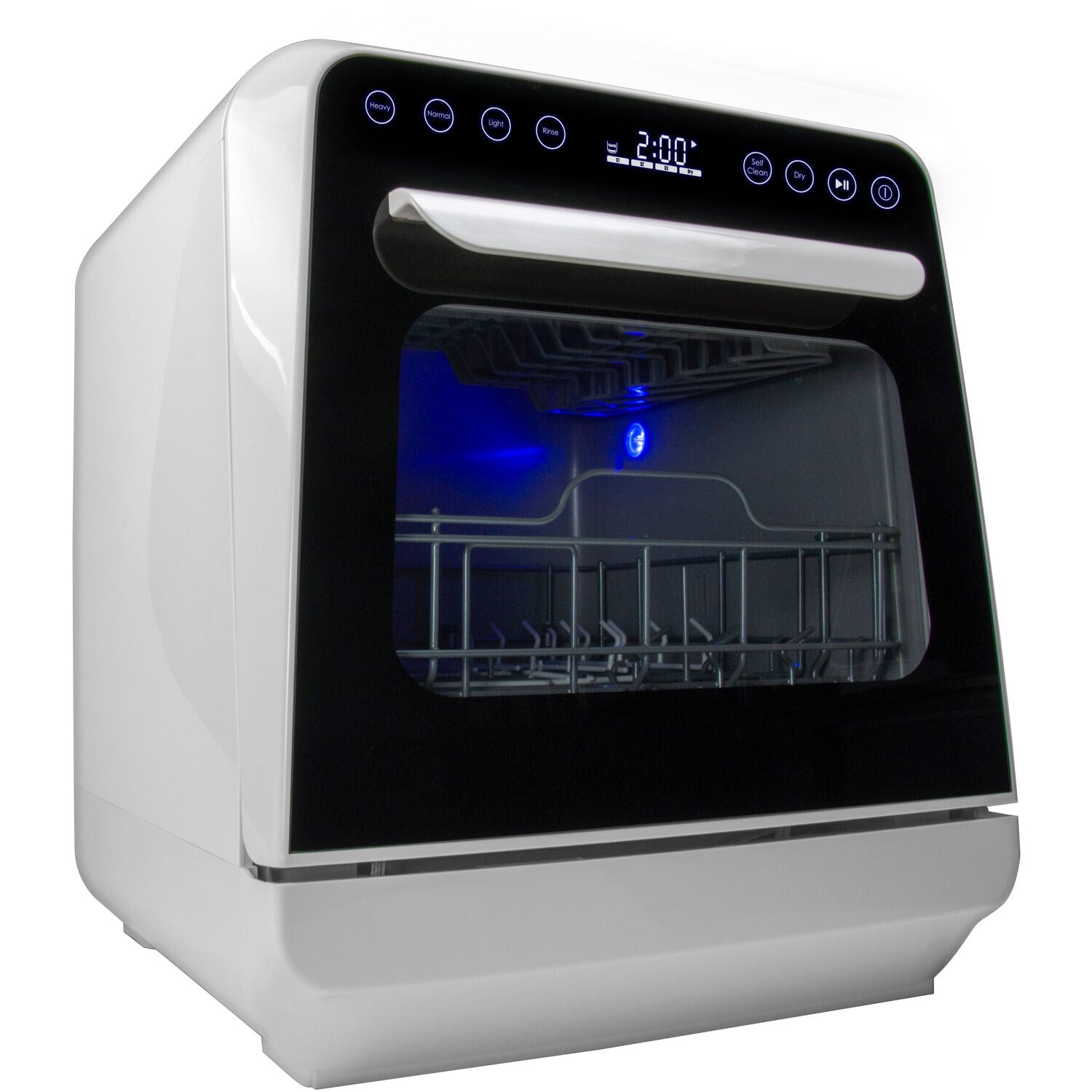 Magic Chef - 3-Place Setting Coutertop Dishwasher, 5 Programs, Built-In Water Tank | MCSCD3W