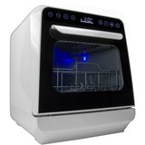Magic Chef - 3-Place Setting Coutertop Dishwasher, 5 Programs, Built-In Water Tank | MCSCD3W