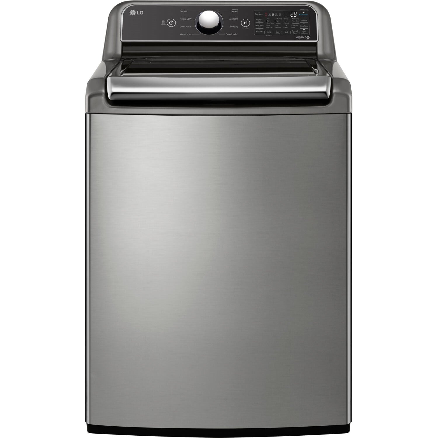 LG - 5.5 Cu. Ft. Smart Top Load Washer and  Steel LG - 7.3 Cu.Ft. Ultra Large High Efficiency Gas Dryer