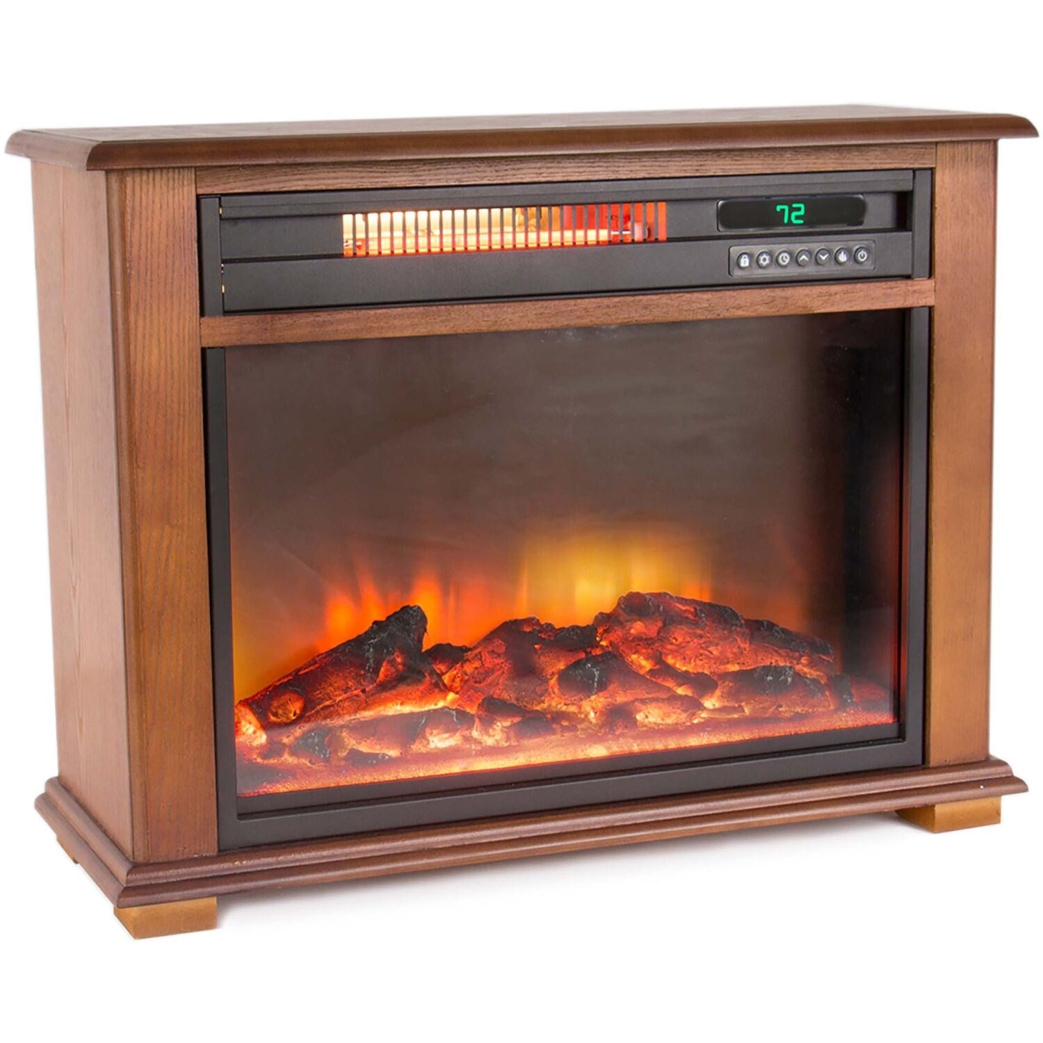 LifeSmart - Medium Square Fireplace w/ Decorative Mantel Trim | FP2042