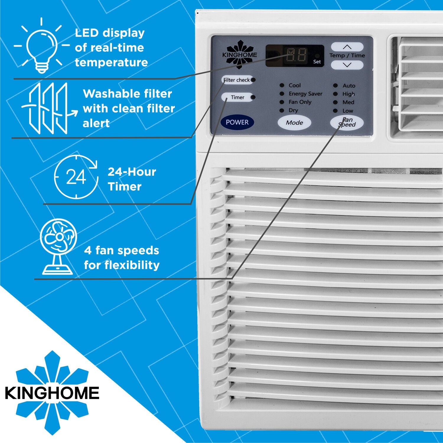 Kinghome - 6,000 BTU Window Air Conditioner with Electronic Controls, Energy Star | KHW06BTE