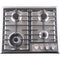 GALANZ - 24 in. Gas Cooktop in Stainless Steel with 4 Burners including Triple Ring Power Burner and Simmer Burner | GL1CT24AS4G