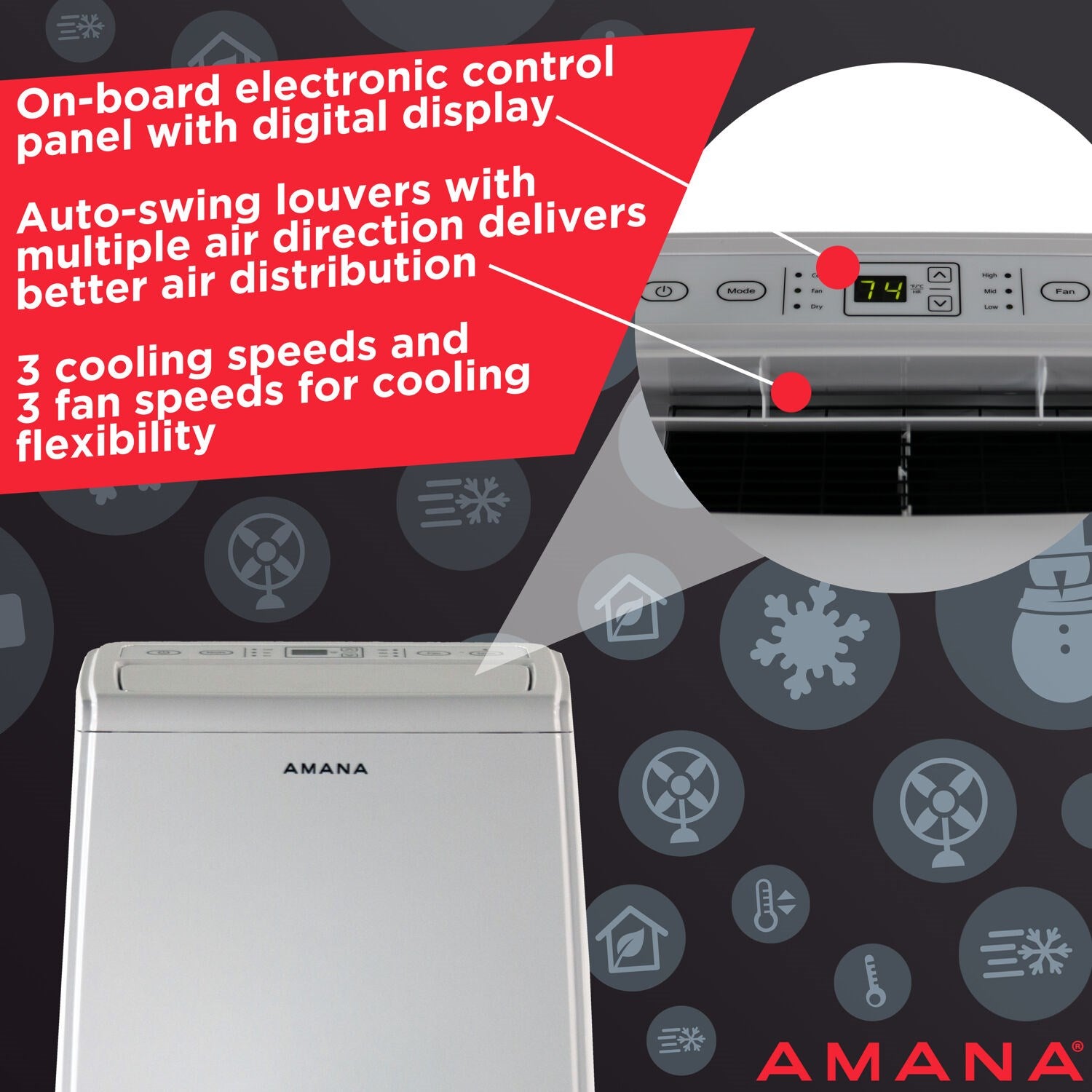 Amana - 7,000 BTU Portable Air Conditioner with Dehumidifer  | AMAP064AW