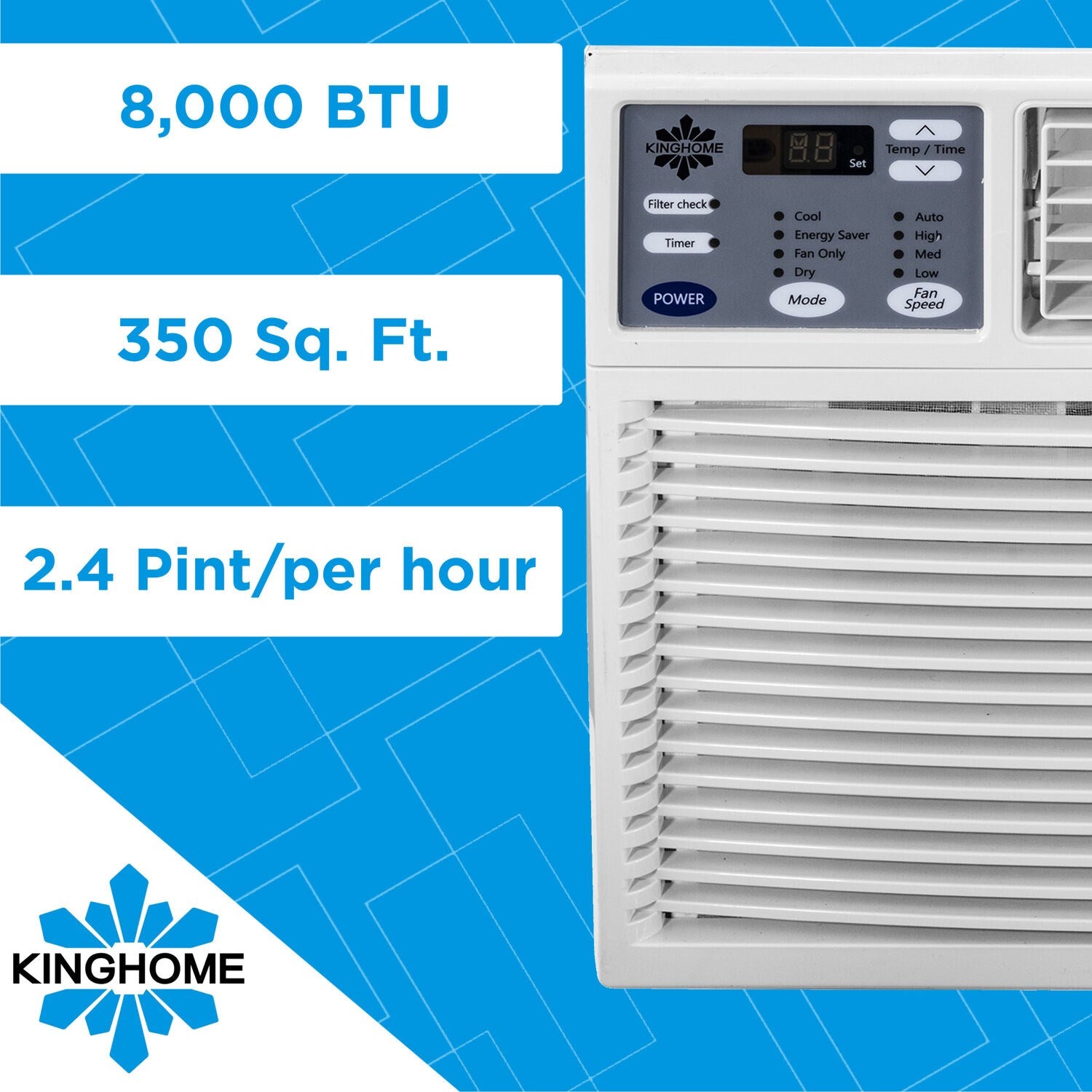 Kinghome - 8,000 BTU Window Air Conditioner with Electronic Controls, Energy Star | KHW08BTE