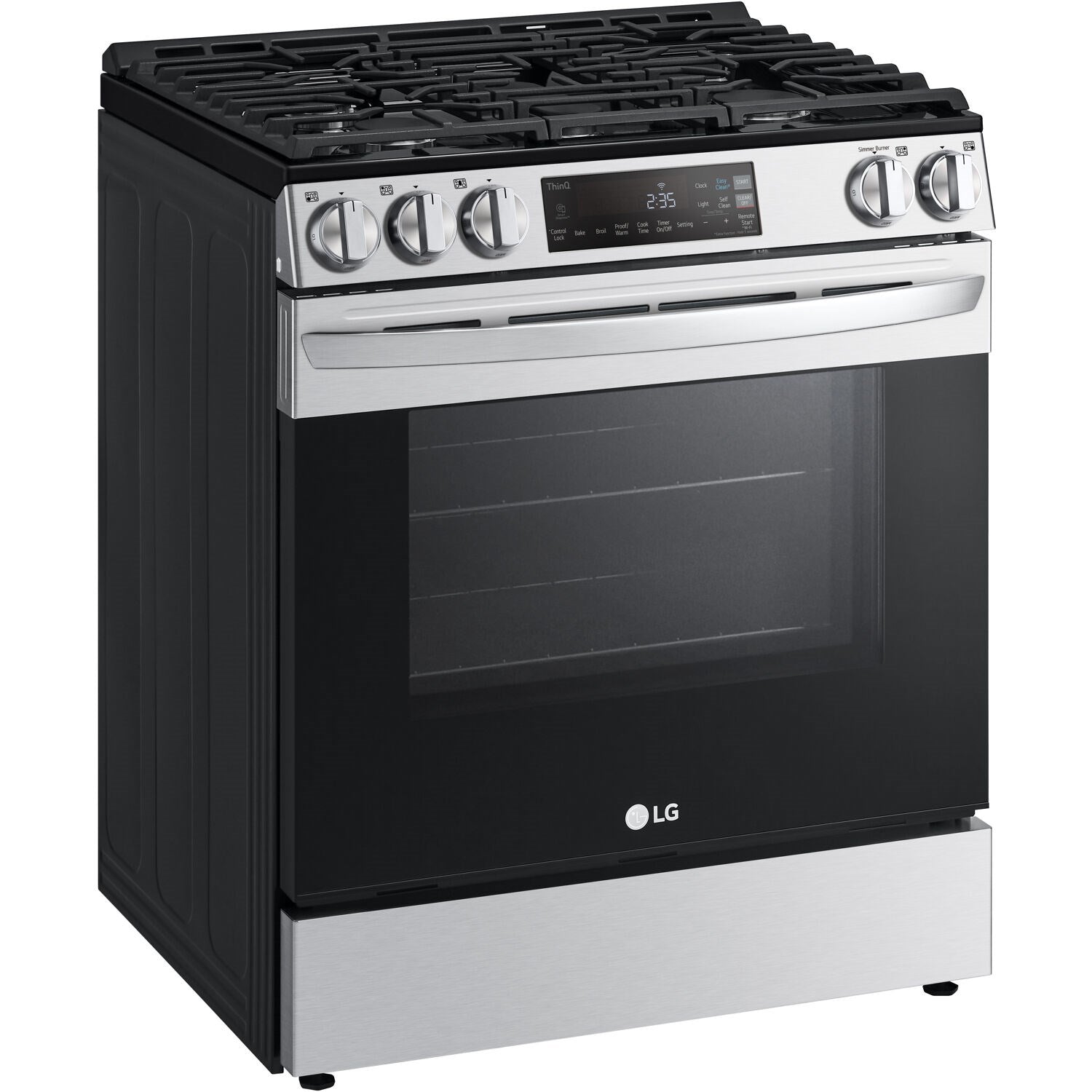 LG - 5.8 CF Gas Single Oven Slide-In Range, EasyClean Plus Self Clean, ThinQ and French Door Refrigerator Bundle