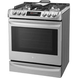 LG - 6.3 CF / 30 inch Gas Slide-In Range, ProBake Convection, ThinQ and Wall Mounted Range Hood Bundle