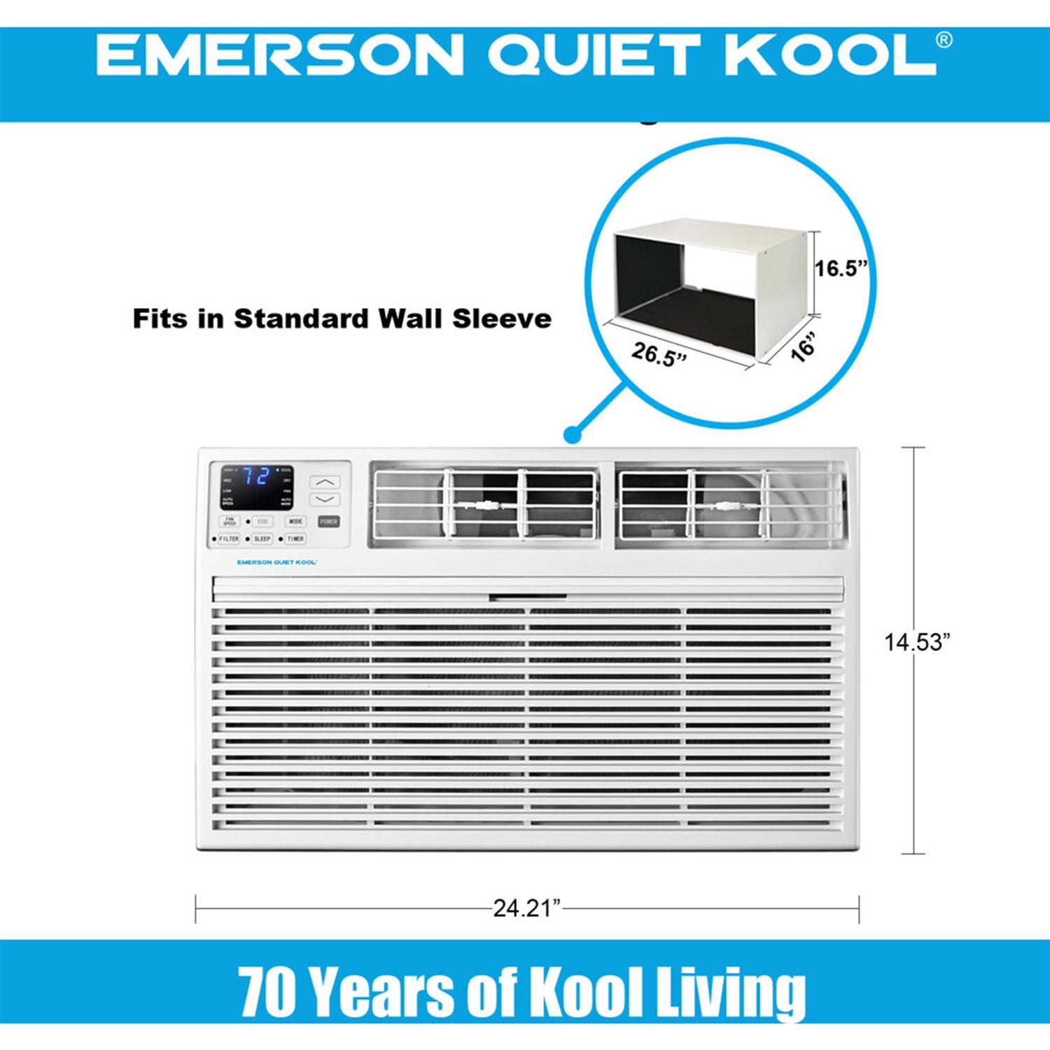 Emerson Quiet - 14,000 BTU TTW Air Conditioner, 230V | EATC14RD2T