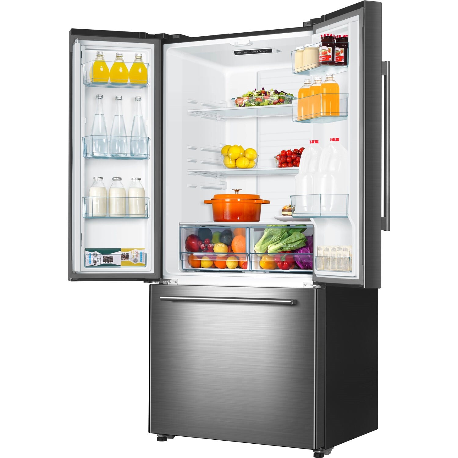 GLR16FS2K16 by Galanz - Galanz 16 Cu Ft 3 Door French Door Refrigerator  with Built-in Ice Maker in Stainless Steel