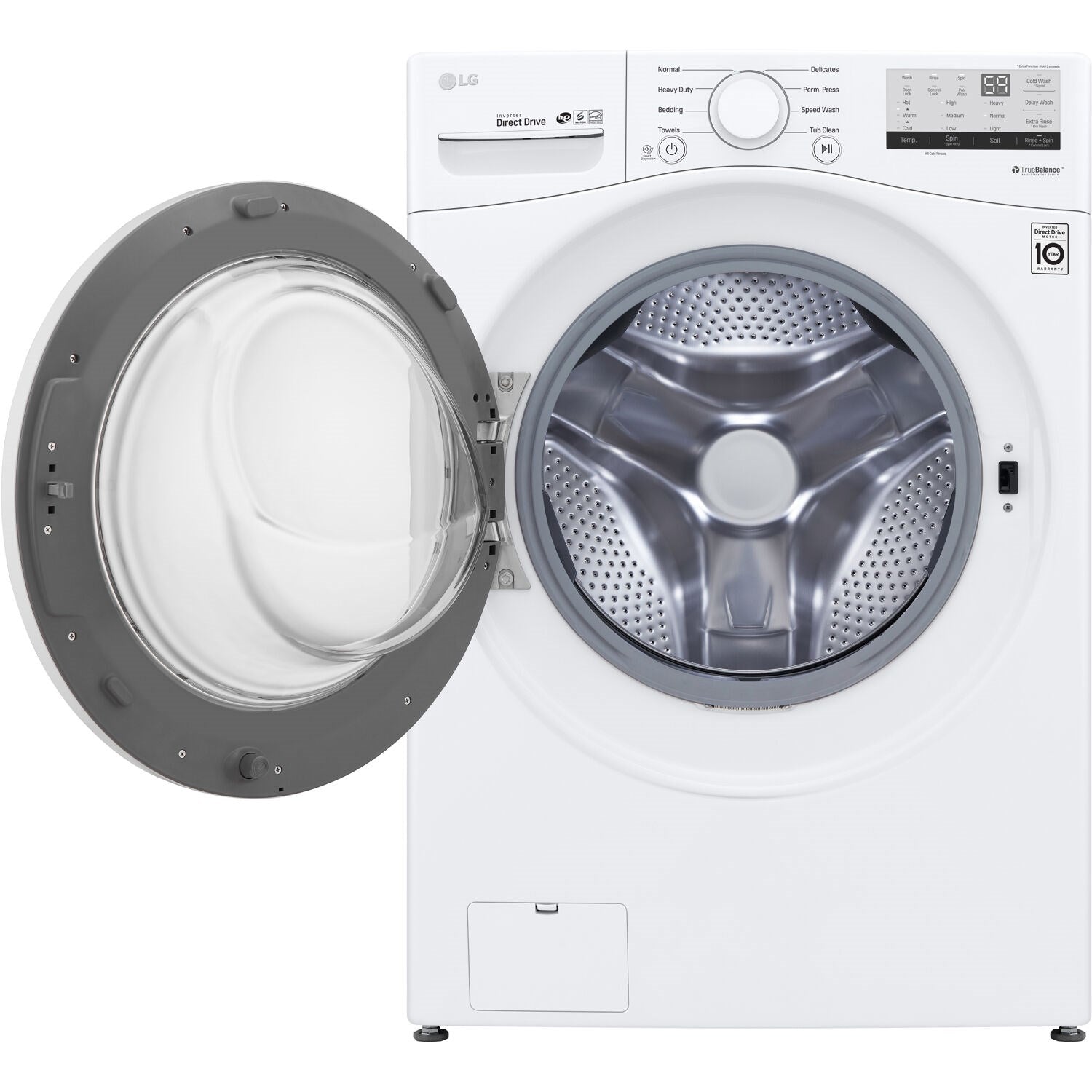 LG - 4.5 CU Front Load Washer and LG - 7.4 Cu. Ft. Ultra Large White Smart Electric Vented Dryer