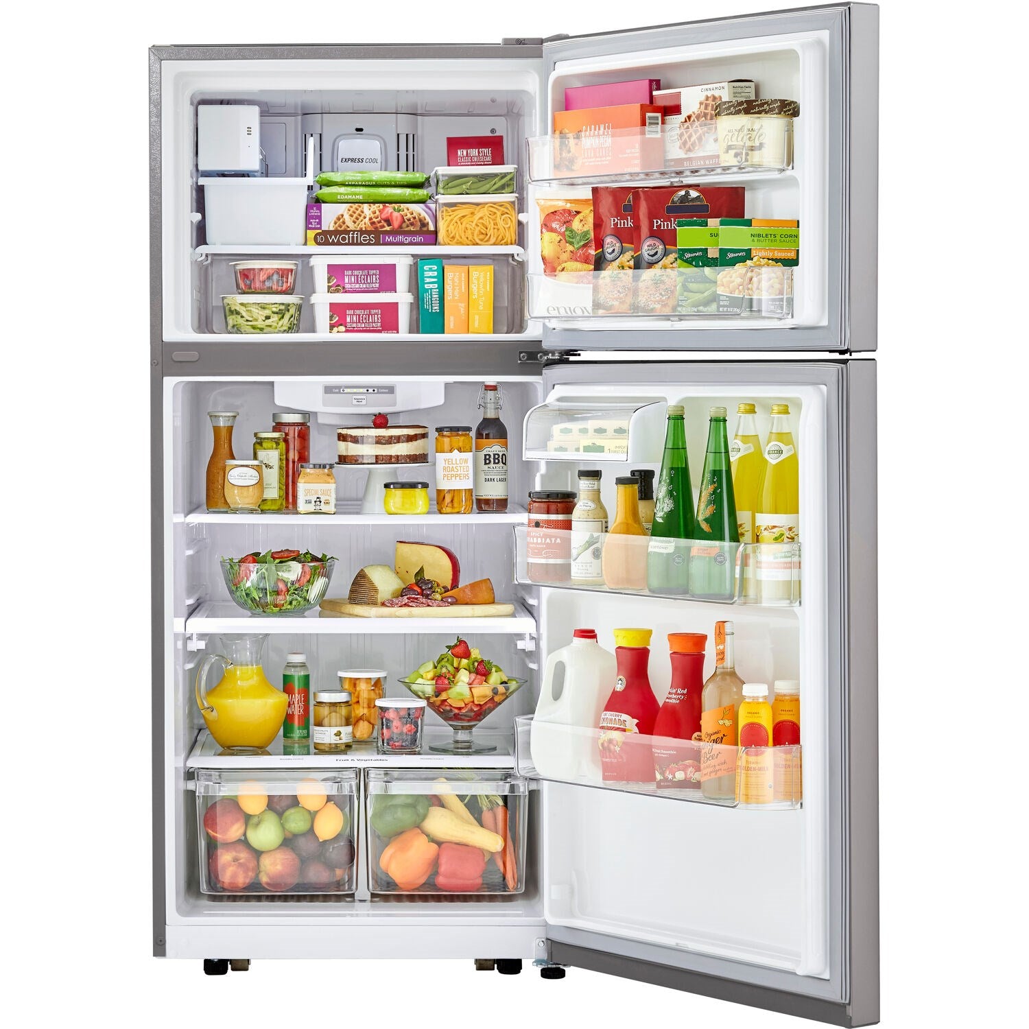 LG - 20 CF Top Mount, 30 inch Wide, Pocket Handles, Ice Maker