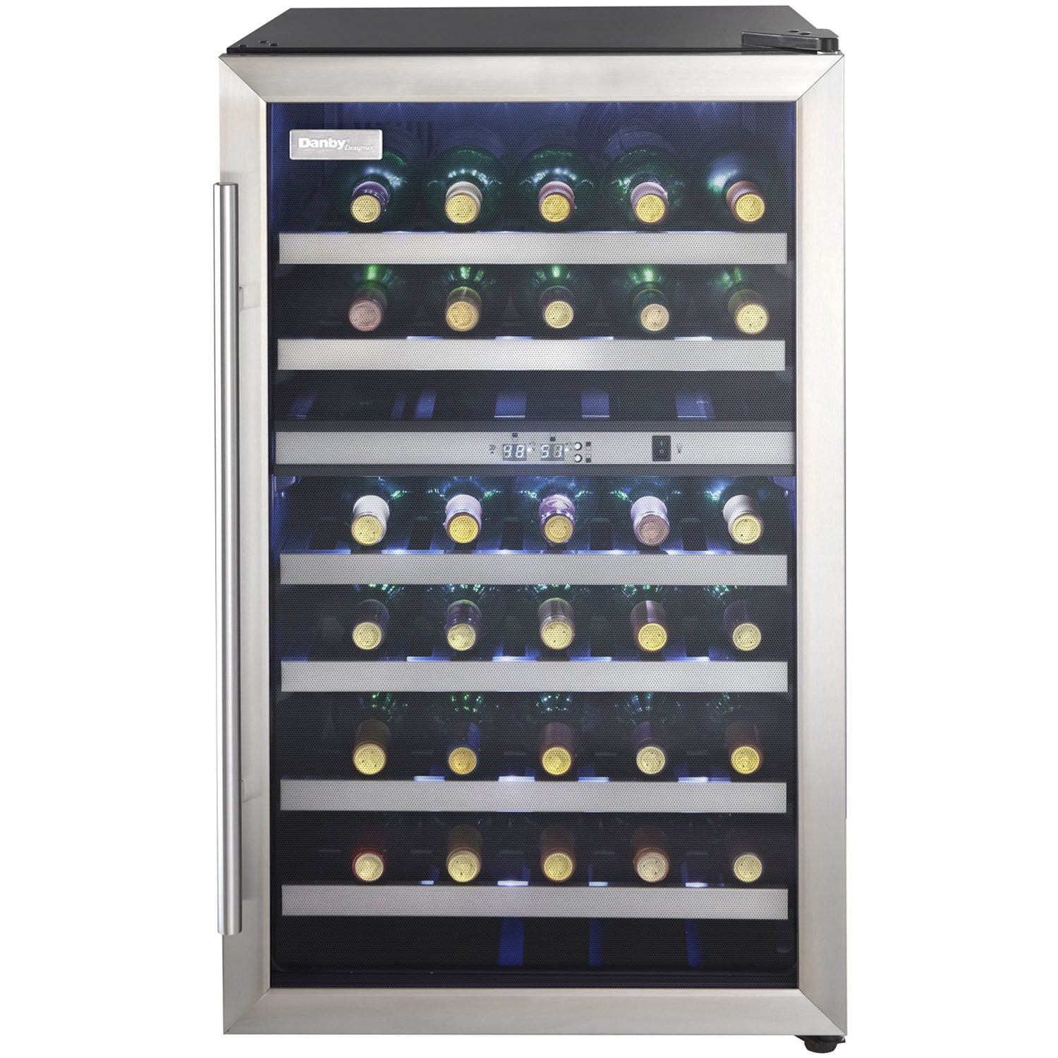 Danby - 38 Bottle Wine Cooler,Stainless Steel Door Trim,Reversible Door,Light | DWC114BLSDD