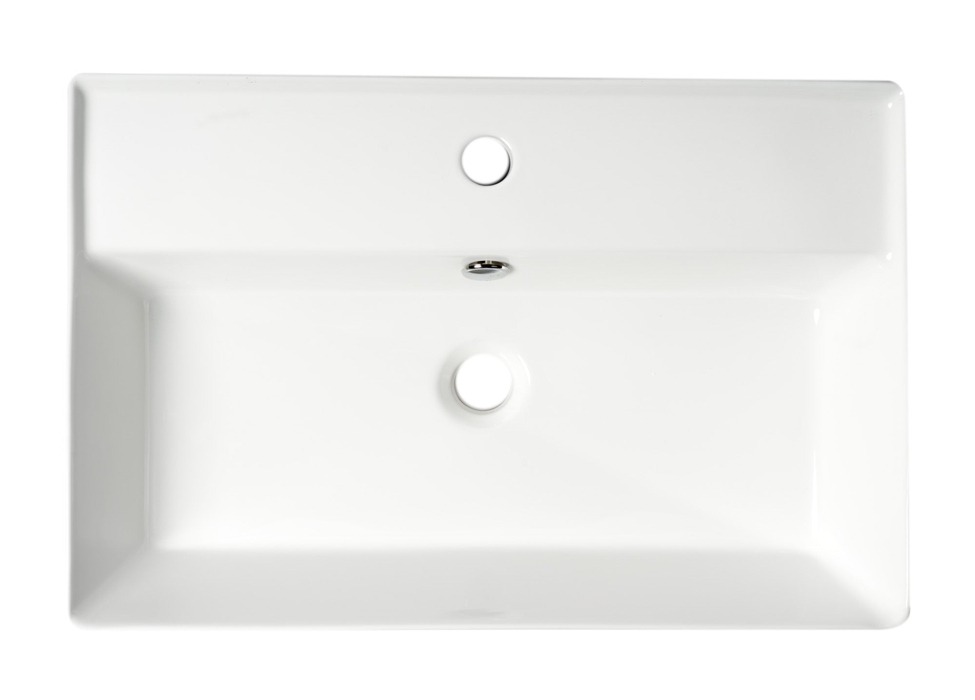 ALFI Brand - White 24" Modern Rectangular Above Mount Ceramic Sink with Faucet Hole | ABC901-W