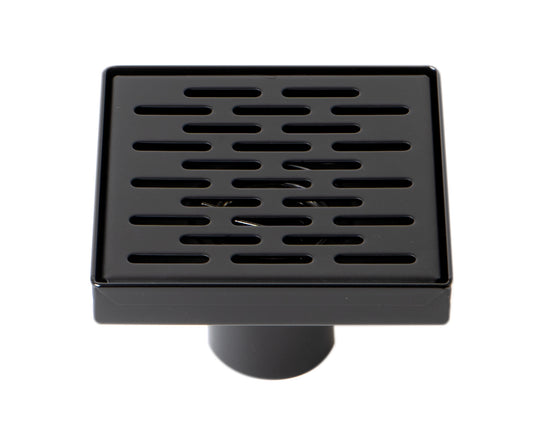 ALFI Brand - 5" x 5" Black Matte Square Stainless Steel Shower Drain with Groove Holes | ABSD55C-BM