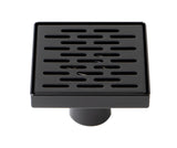 ALFI Brand - 5" x 5" Black Matte Square Stainless Steel Shower Drain with Groove Holes | ABSD55C-BM