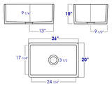 ALFI Brand - White 26" Decorative Lip Apron Single Bowl Fireclay Farmhouse Kitchen Sink | AB506-W