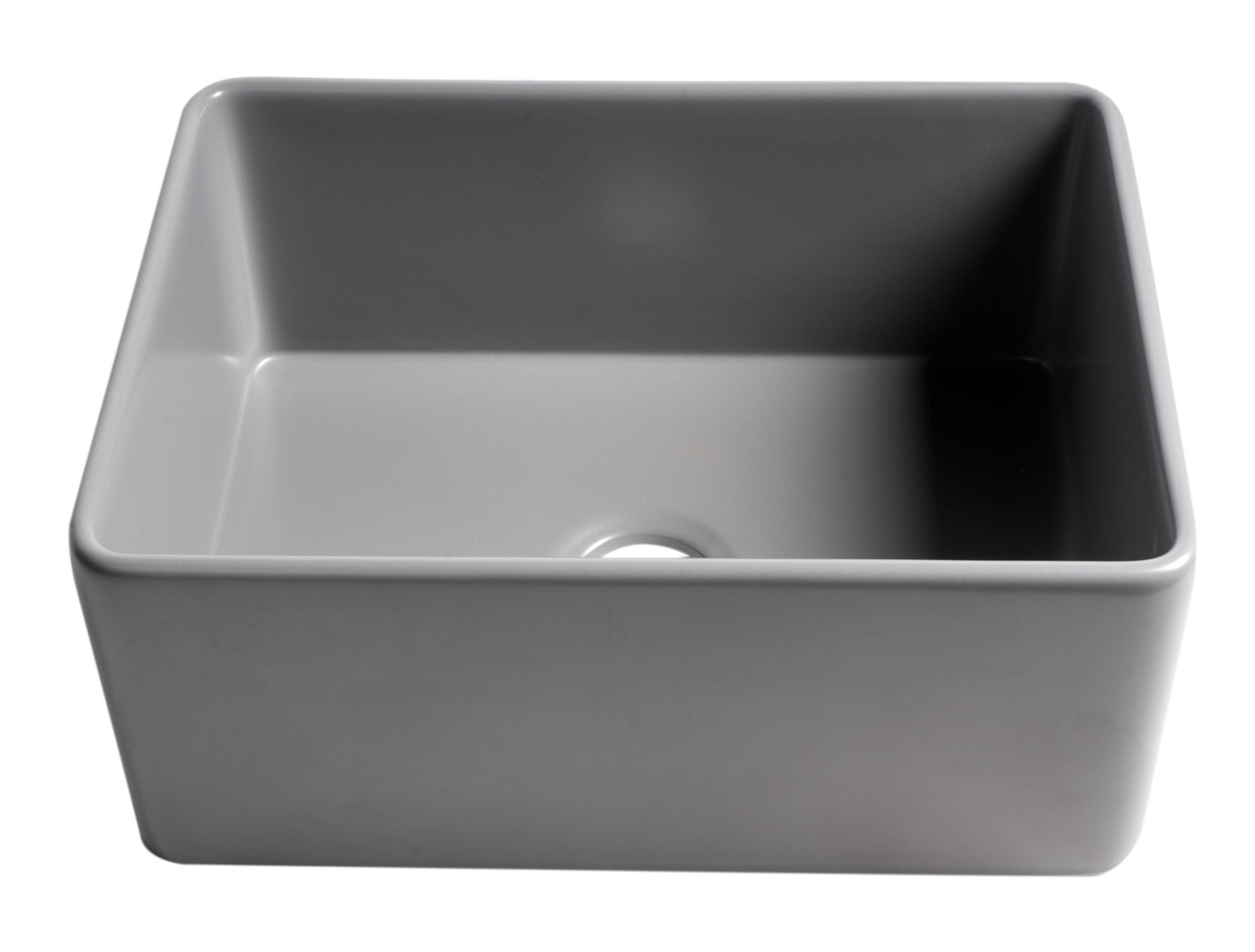 ALFI Brand - Gray Matte Smooth Apron 24" x 18" Single Bowl Fireclay Farm Sink | ABF2418-GM