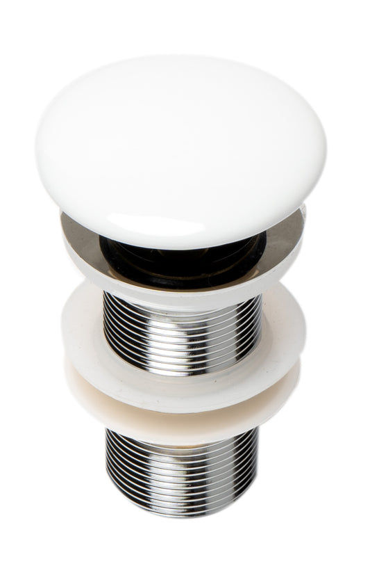 ALFI Brand - White Ceramic Mushroom Top Pop Up Drain for Sinks without Overflow | AB8055-W