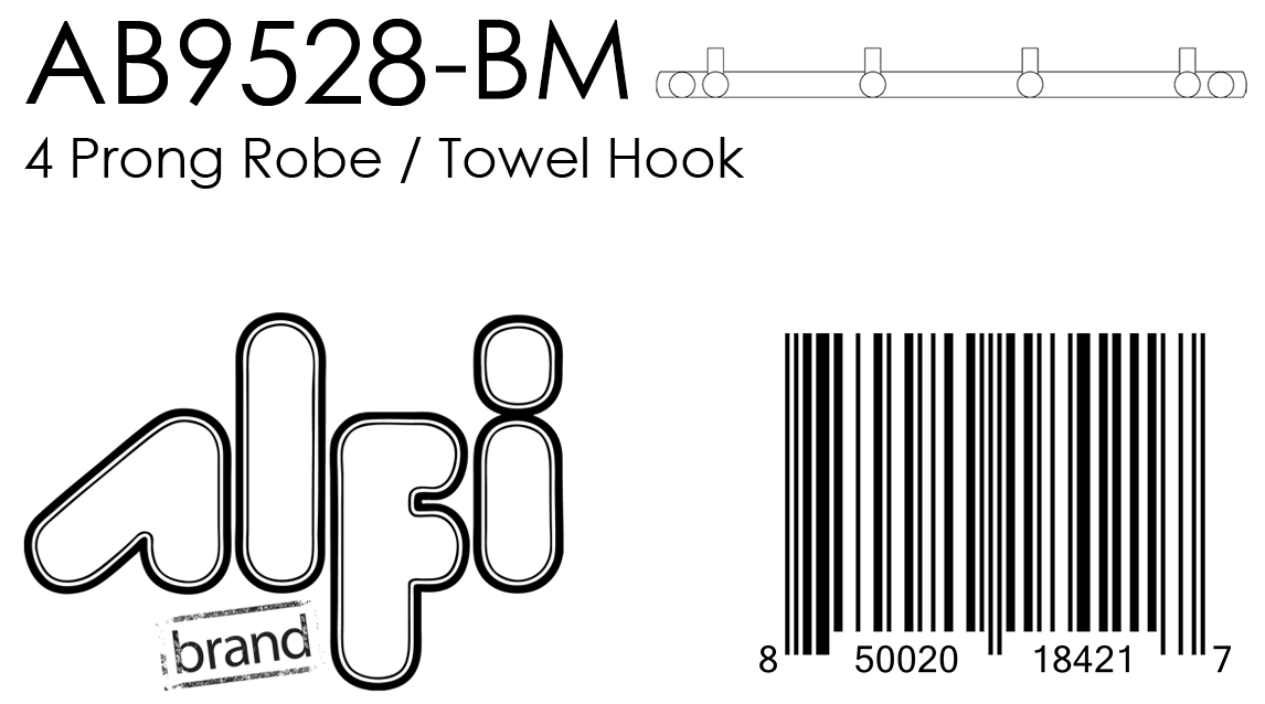 ALFI Brand - Black Matte Wall Mounted 4 Prong Robe / Towel Hook | AB9528-BM