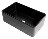 ALFI Brand - Black Matte Smooth Apron 30" x 18" Single Bowl Fireclay Farm Sink | ABF3018-BM