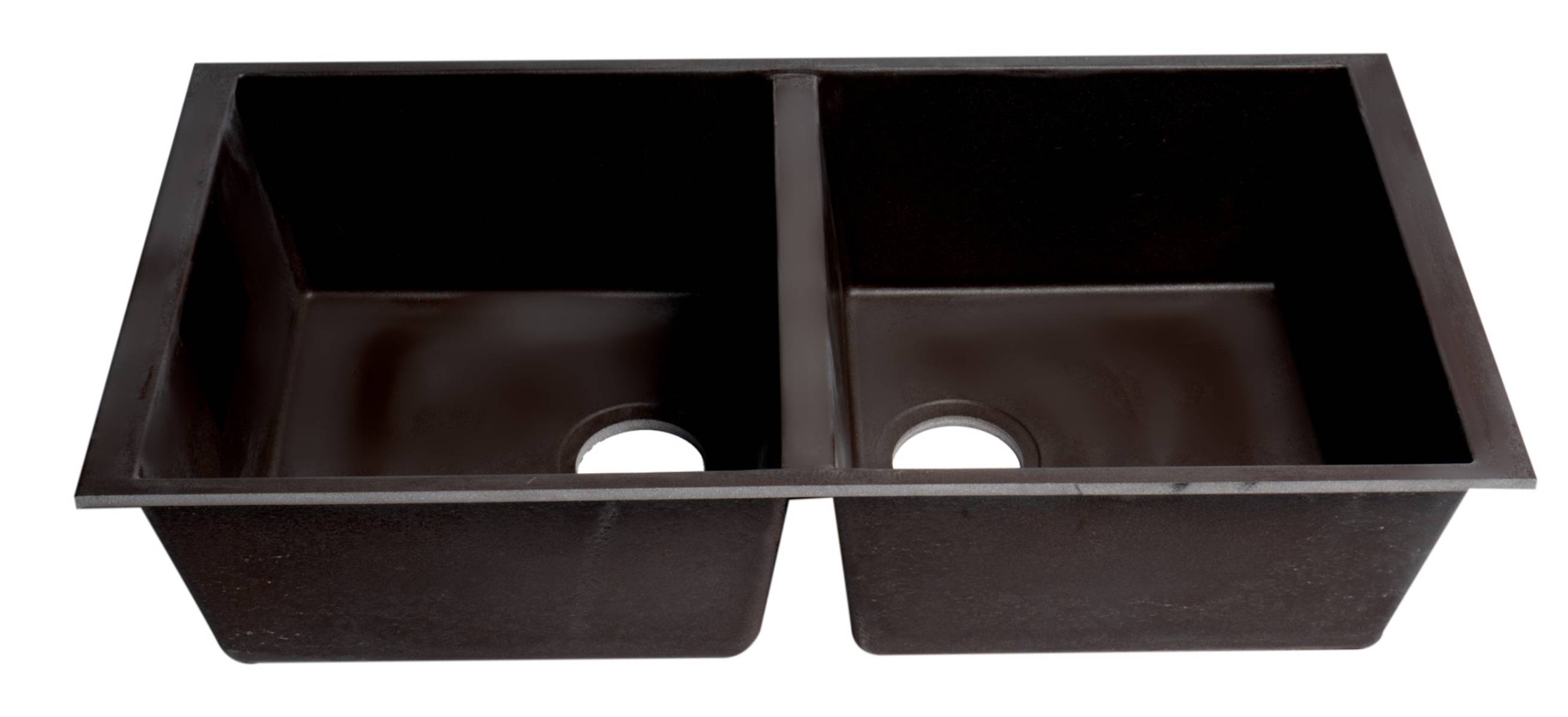 ALFI Brand - Chocolate 34" Undermount Double Bowl Granite Composite Kitchen Sink | AB3420UM-C