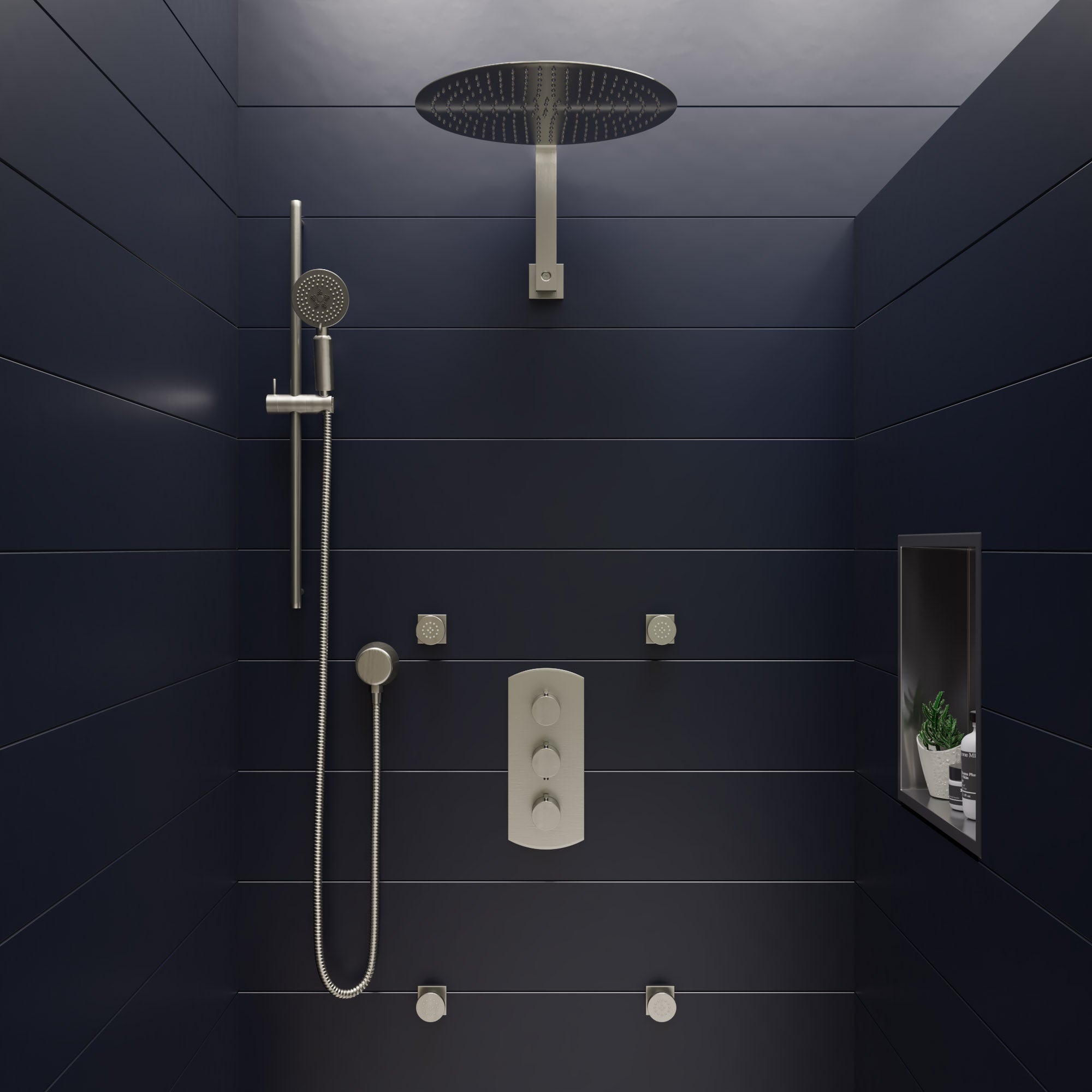 ALFI Brand - 16 x 16 Brushed Stainless Steel Square Single Shelf Bath Shower Niche | ABN1616-BSS