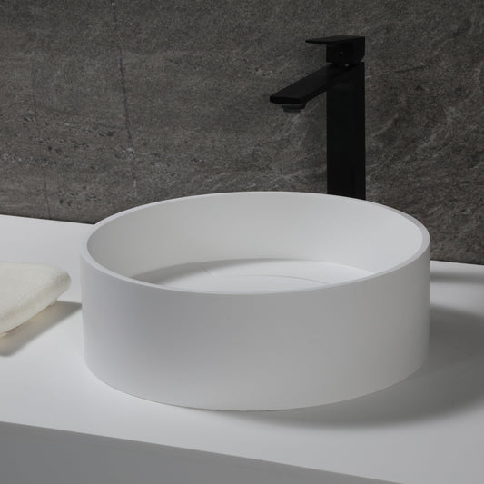 ALFI Brand - 15" Round White Matte Solid Surface Resin Sink | ABRS15R
